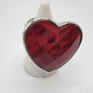 Jenni By Jennifer Moore Large Red Heart Stretch Band Ring Locket Watch *READ*‎